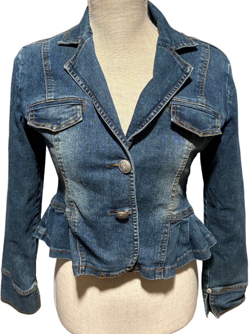 Vintage Ralph Lauren Polo Jeans Peplum Denim Jacket XS S